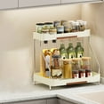 thumbnail image 1 of WWG Kitchen Counter Organizer Spice Rack Multi Tier Pantry Shelf for Condiment Bottles Jars Narrow Space Storage Stainless Steel and Plastic White Beige 13.58 x 12.6 x 9.44 Inches, 1 of 9
