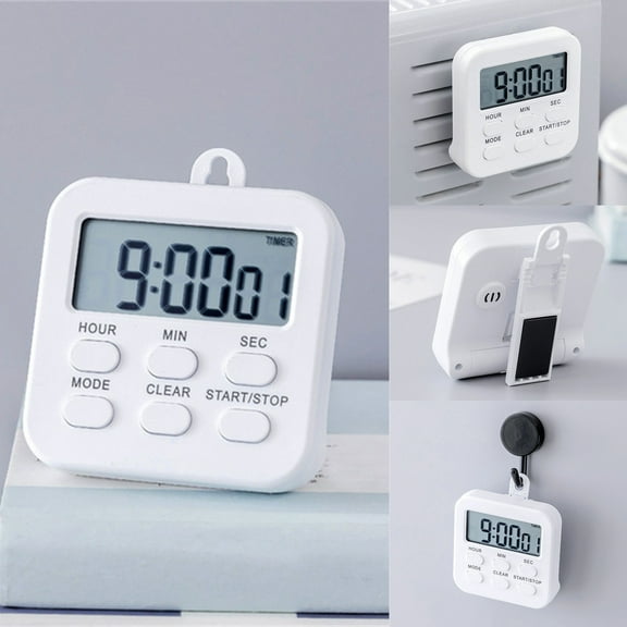 WWG Kitchen Timer Digital Timer Mini Digital Kitchen Timer with Silent Mode, Magnetic Back Folding Stand for Cooking Teaching Learning, 2.89 Inch
