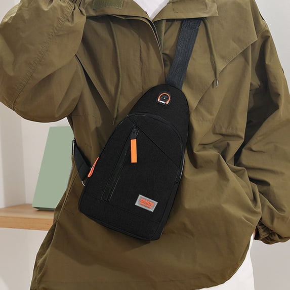 WWG Men's Waterproof Crossbody Bag, Lightweight Chest Shoulder Bag for Sports Outdoor Travel, PU Material Multifunctional Messenger Bag, 11.52x5.91x1.97 Inches