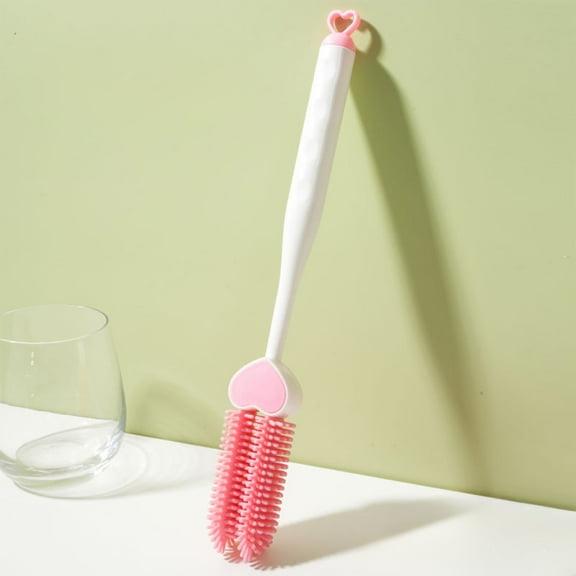 PpgejGEK Multi Functional Cup Cleaning Brush with Long Handle and Sponge Head 3 in 1 Design for Water Bottles Mugs Baby Bottles Hard to Reach Areas 29cm Long