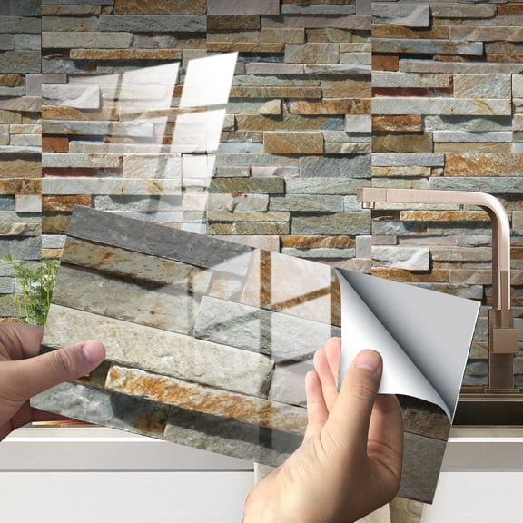 WWG Peel and Stick Tile Stickers, 12PC PVC Crystal Film Waterproof Wall Floor Decals, Self Adhesive for Kitchen Bathroom Remodel, 10x20cm Easy Install and Remove