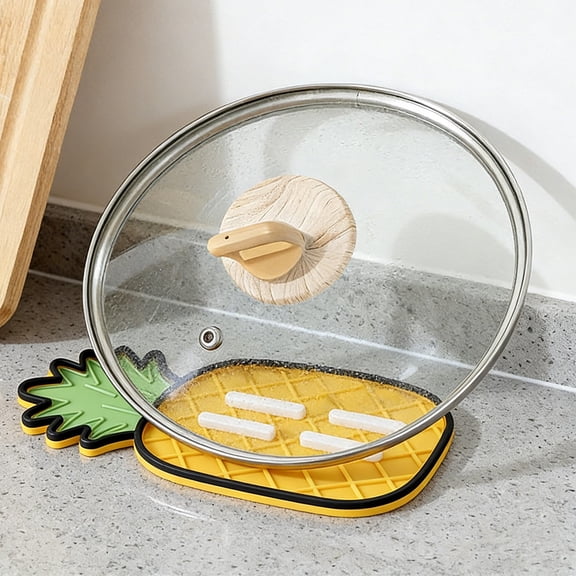 WWG Pineapple Pot Lid Rack Insulation Pad Cutting Board Placement Pad Soap Drainage Mat, Non-Slip Kitchen Counter Organizer for Utensils, 21x10x1cm, 8.27x3.94x0.39in