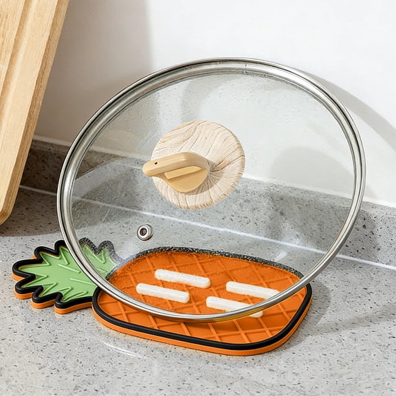 WWG Pineapple Pot Lid Rack Insulation Pad Cutting Board Placement Pad Soap Drainage Mat, Non-Slip Kitchen Counter Organizer for Utensils, 21x10x1cm, 8.27x3.94x0.39in