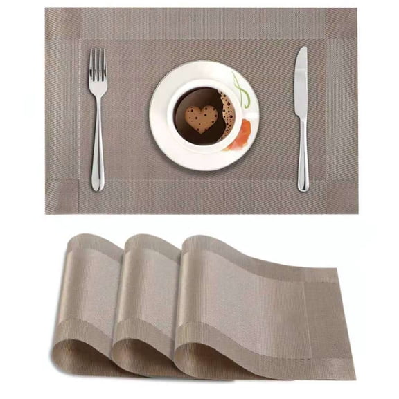 WWG Placemats Set of 6 Washable PVC Woven Table Mats Heat Resistant Up to 176鎺矲 Non Slip Double Sided for Dining Table Indoor Outdoor Use 17.7 x 11.8 Inch