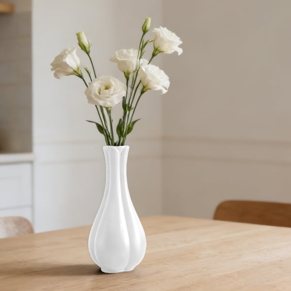 WWG Plastic Vase Ornament for Dry Flowers Plants and Pampas Grass Decoration for Coffee Table Dining Table Office Desk Shelf Lightweight Rounded Shape Size 12.6x3.15x1.57 inch