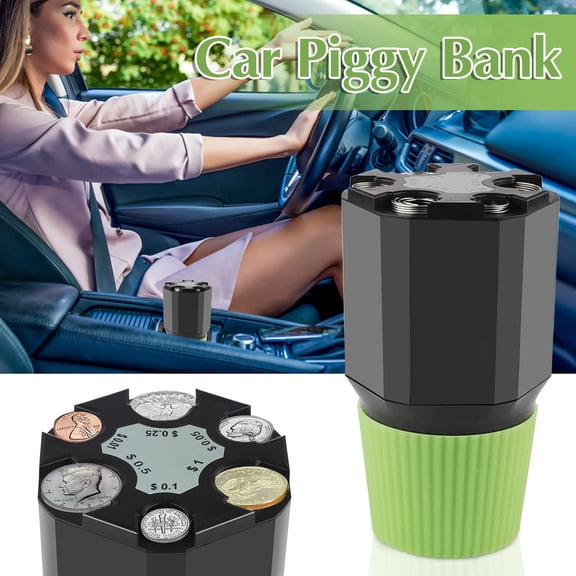 WWG Portable Car Coin Storage Bank with Detachable Lid, Plastic Money Box for and Candy, Home Office Desktop Organizer