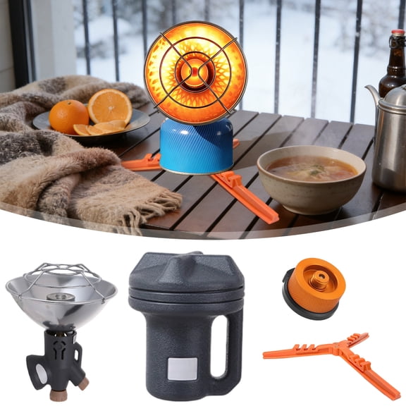 ufeghfjh Portable Mini Gas Heater for Outdoor Camping, Compact Gas-Powered Heating Stove with Protective Cover for Winter Fishing and Tent Use, Gas Canister Stand Included