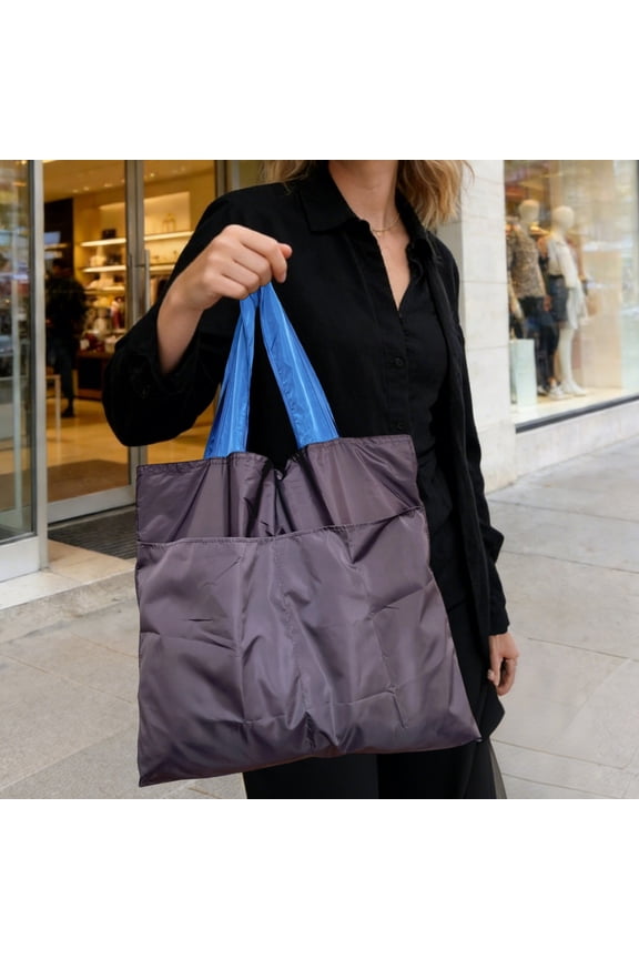 Reusable Shopping Bag Foldable Waterproof Nylon Tote Bag with Hidden Compartment Strong Load Bearing Eco Friendly Grocery Bag Multiple Colors 51 x 43 cm