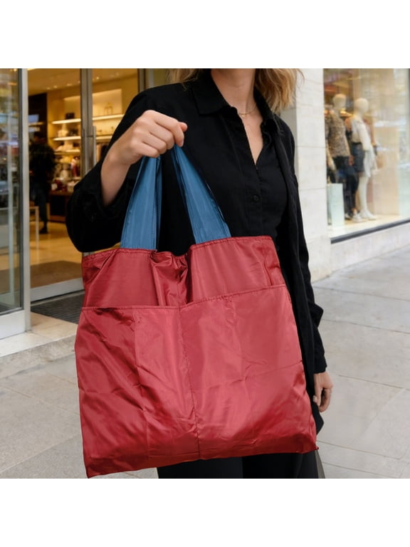 Reusable Shopping Bag Foldable Waterproof Nylon Tote Bag with Hidden Compartment Strong Load Bearing Eco Friendly Grocery Bag Multiple Colors 51 x 43 cm