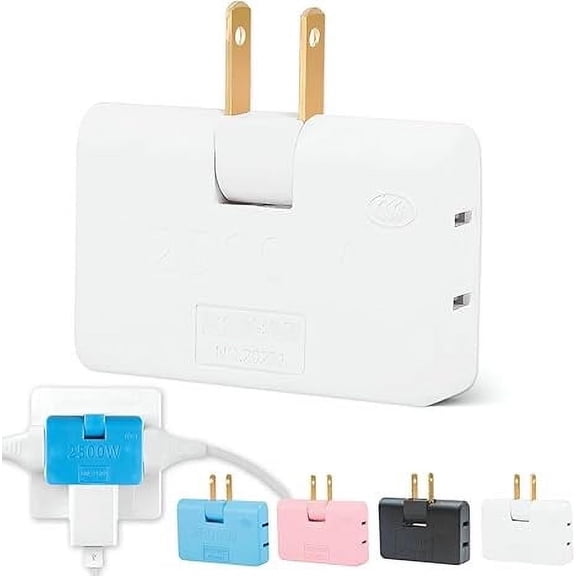 WWG Rotatable Socket Converter 3 Way Wall Plug Adapter 180 Degree Slim Design for Home Travel 2 Prong Expander