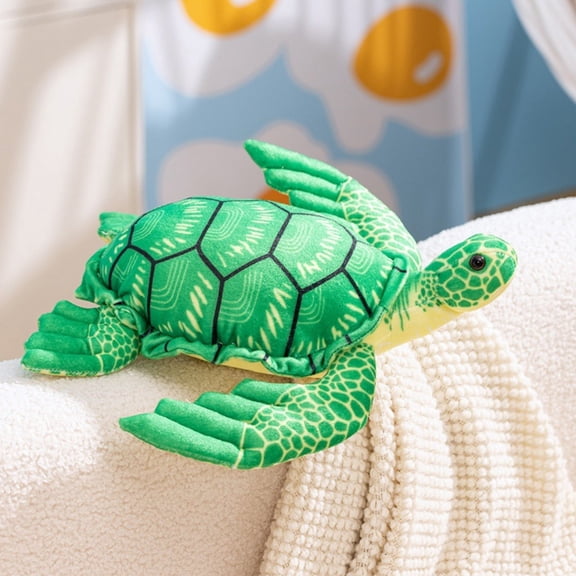 WWG Sea Turtle Printed Stuffed Toy Realistic Soft Turtle Doll Cute Simulated Tortoise Plush Pillow for Kids Adults Gift for Bed Sofa Decor