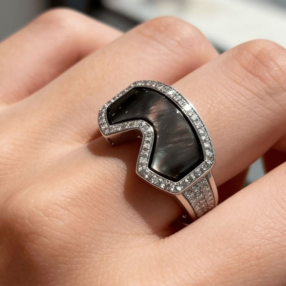 PpgejGEK Ski Mirror Goggle Ring Fashionable Trendy Jewelry Inspired by Ski Goggles, Exquisite Elegant Accessory for Winter Sports Enthusiasts, Gift for Ski Lovers Men Women