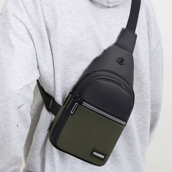 WWG Sling Bag for Men and Women Shoulder Backpack Chest Bag Daypack with Earphone Hole Water Resistant Oxford Cloth for Hiking Camping Outdoor Trip 12.2 x 7.1 x 2 Inches