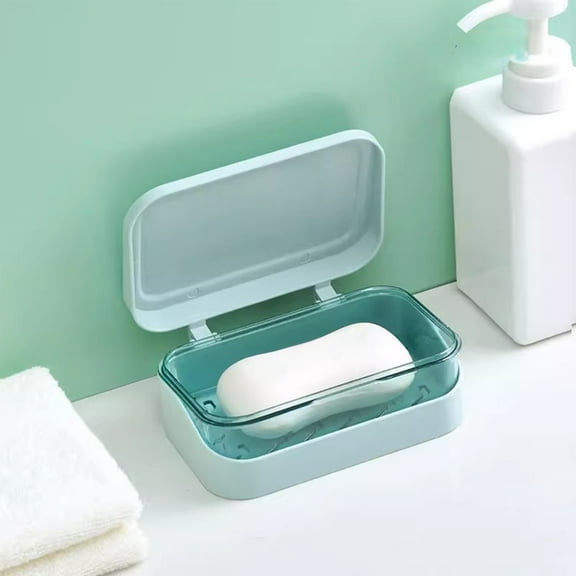 WWG Soap Stand with Drainage Soap Box Holder for Bathroom Kitchen Self Draining Non Slip Plastic Soap Dish Countertop Saver