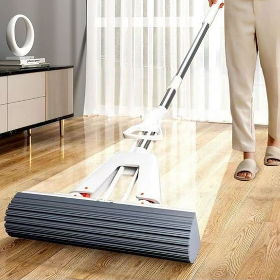 PpgejGEK Sponge Rubber Mop for Household Cleaning - Water Absorbing Folding Floor Mop No Hand Washing Needed - Thickened PVA Mop Head - Mop Head 28cm Pole 11.02in and 47.24in