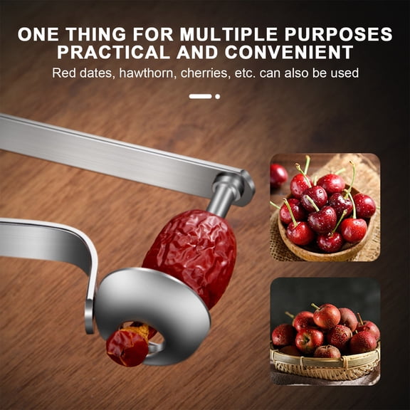 WWG Stainless Steel Cherry and Jujube Pitter Remover with Circular Tray, Manual Fruit Core Pulling Separator Tool, Non-Slip Frosted Handle for Easy and Effortless Pitting