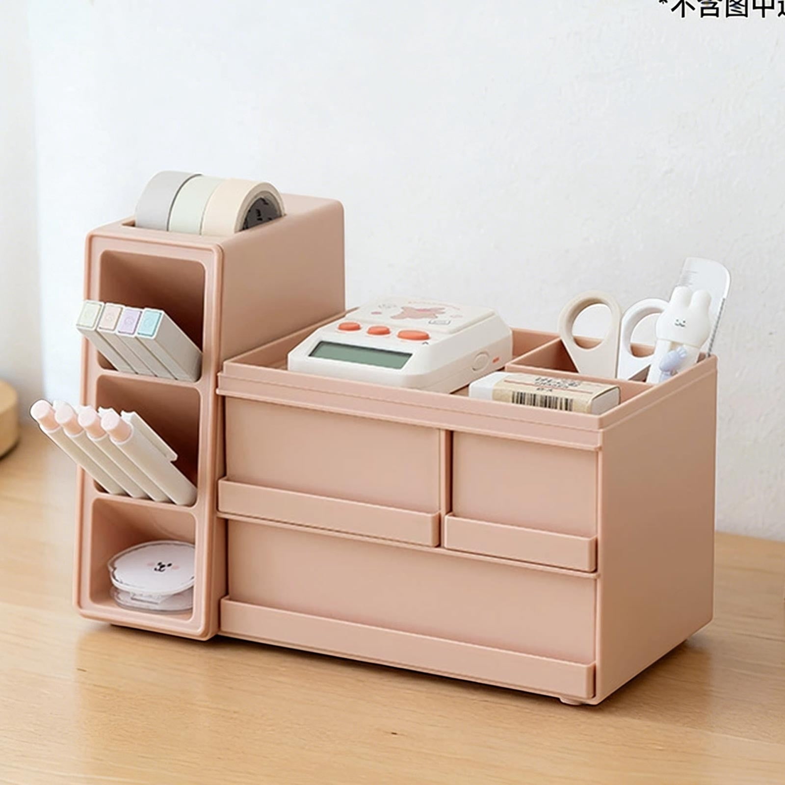 WWG Storage Box Large Capacity Marker Pen Holder Oblique Insertion Pen Bucket Stationery Cosmetics Office Supplies Organizer with Multiple Compartments Plastic 9.21x6.34x4.61in