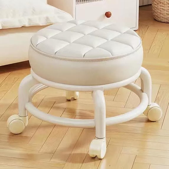 WWG Swivel Wheel Stool with Plastic Casters, Low Height Movable Seat for Living Room Home, Multi-Color Compact Stool for Extra Seating 11.81x11.81x8.66 Inches