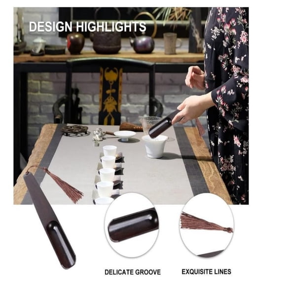 PpgejGEK Tea Shovel Sandalwood Teaspoon - Ebony Fishtail Tea Leaf Scoop & Spoon for Tea Ceremony Accessories - Handcrafted Wooden Tea Tool