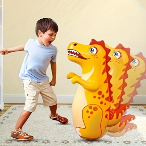 WWG Thick Inflatable Dinosaur Tumbler Toy for Indoor Play 20x20x3cm 7.9x7.9x1.2in PVC Bounce Fighting Decompression Exercise for Kids Interactive Fun