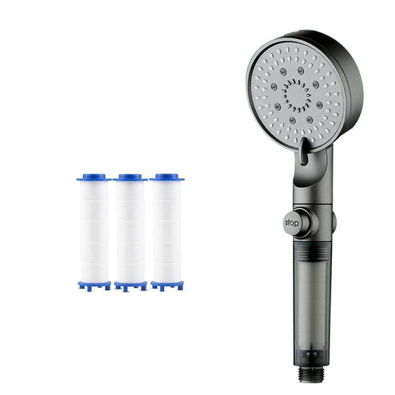 ufeghfjh Turbo 5 Speed High Pressure Shower Head Adjustable Spray Filter Showerhead with 3 Replacement Filter Cartridges Easy Install 5 Mode Spray Settings for Bathroom Household