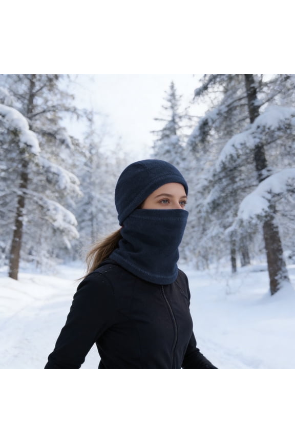 Unisex Winter Warm Neck Mask with Ear Protection, Fleece Balaclava Hat for Cycling Skiing Running, Windproof Cold Weather Face Cover, 36x28cm/14.2x11 Inches