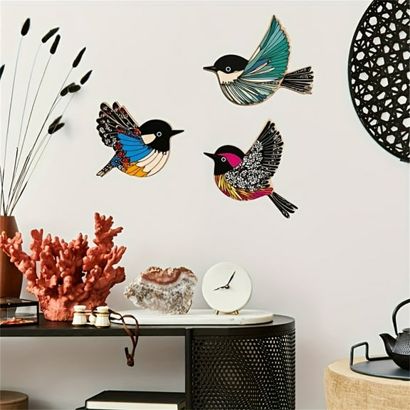 WWG Wall Art Room Decor Wall Living Room Decorations for Wall 3 Piece Wooden Flying Birds Wall Art Decor, Handmade Nature Inspired Hanging for Home Office Living Room