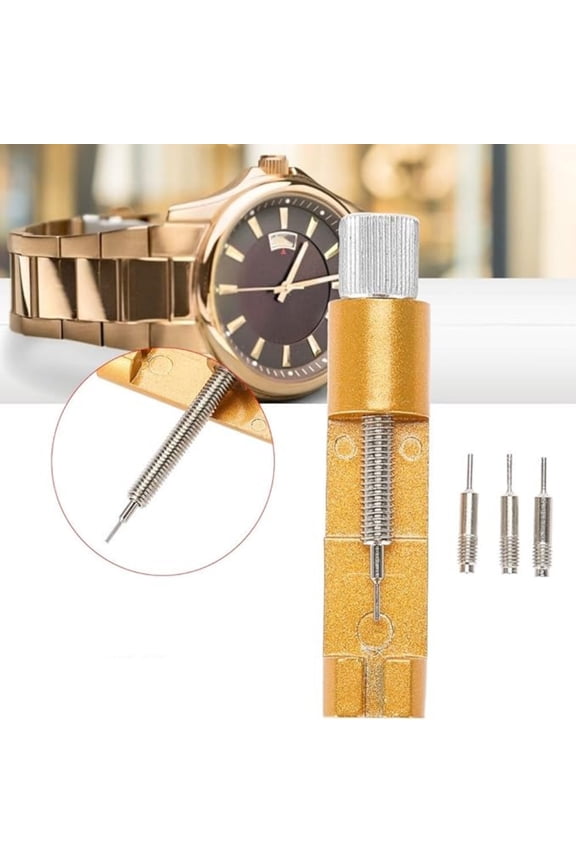 Watch Link Removal Tool Kit, Metal Adjuster for Watch Strap Bracelet Pin Remover, Includes 3 Extra Pins and Sponge Mat, Easy to Use Watch Repair Tool for Sizing