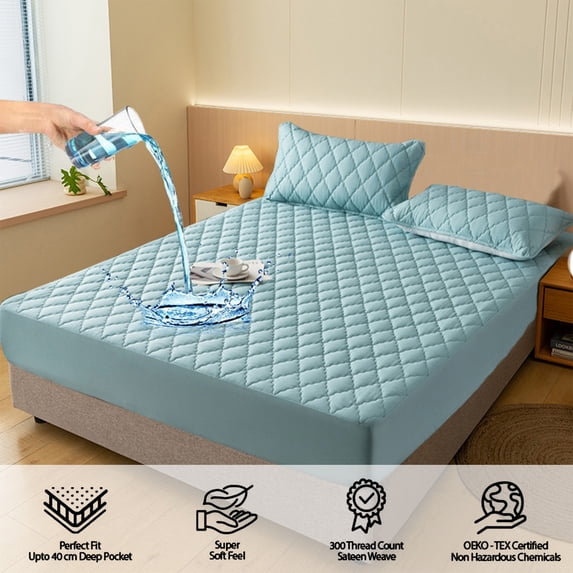 WWG Waterproof Fitted Bed Sheet, Non-Slip Mattress Protection Cover All-Inclusive Elastic Bed Cover, Soft Polyester Suitable for Sleeping Naked, 150x200cm/59x78.7 Inches