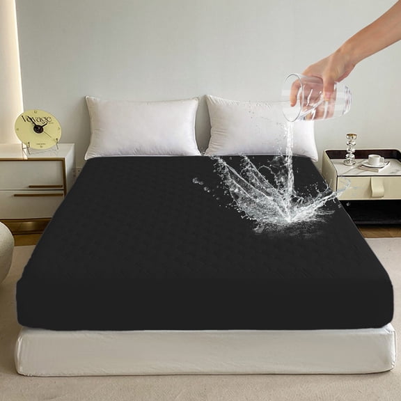WWG Waterproof Fitted Mattress Protector Sheet, Full Encasement Bed Cover with Elastic Skirt, Non Slip Soft Fabric Suitable for Allergies, 35.4x78.7 Inches