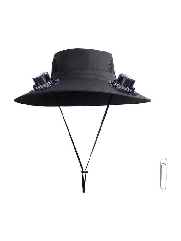 Wide Brim Solar Fan Outdoor Fishing Hat Men Sun Protection Cap 3 Speed Adjustable USB Charging 48cm Circumference 15cm Height Summer Cooling Gear for Travel Hiking