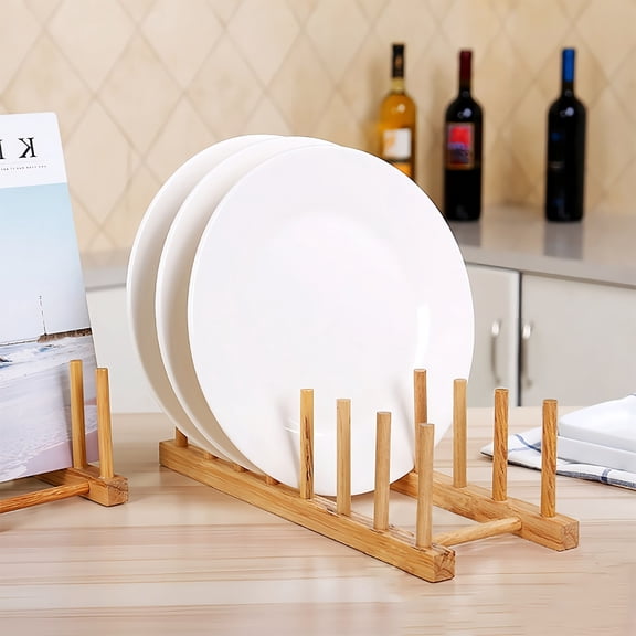 WWG Wooden Pot Lid Organizer for Cabinet 12x5x4 Inches, Multifunctional Kitchen Storage Rack for Cutting Boards Bowls Cups