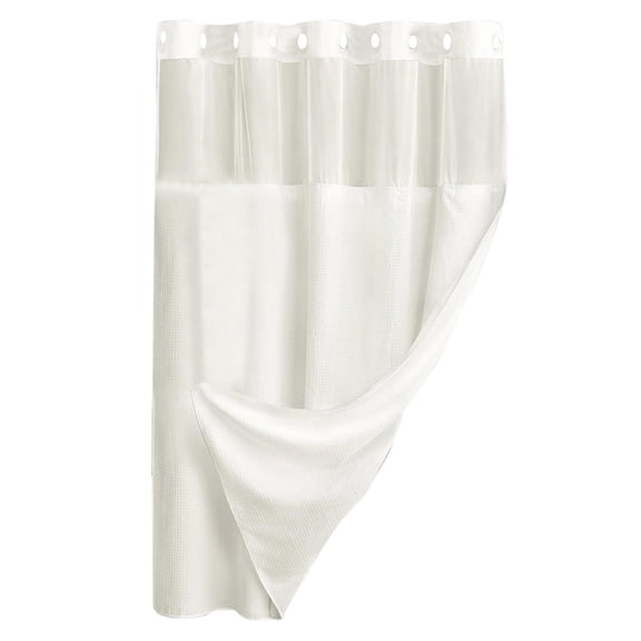 Ppsfege No Hook Shower Curtain with Snap in Liner Set Less Time Waffle Shower Curtain for Bathroom 75" L x 72" W