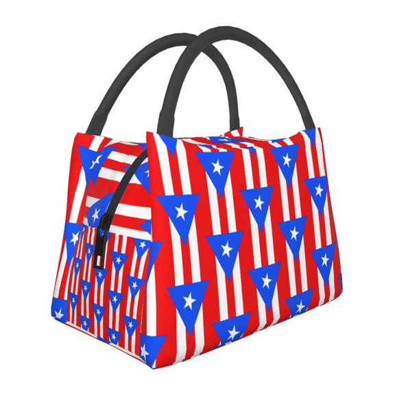 Pr Puerto Rico-Flag Lunch Bag Reusable Insulated Lunch Tote Cooler Box For Women Men