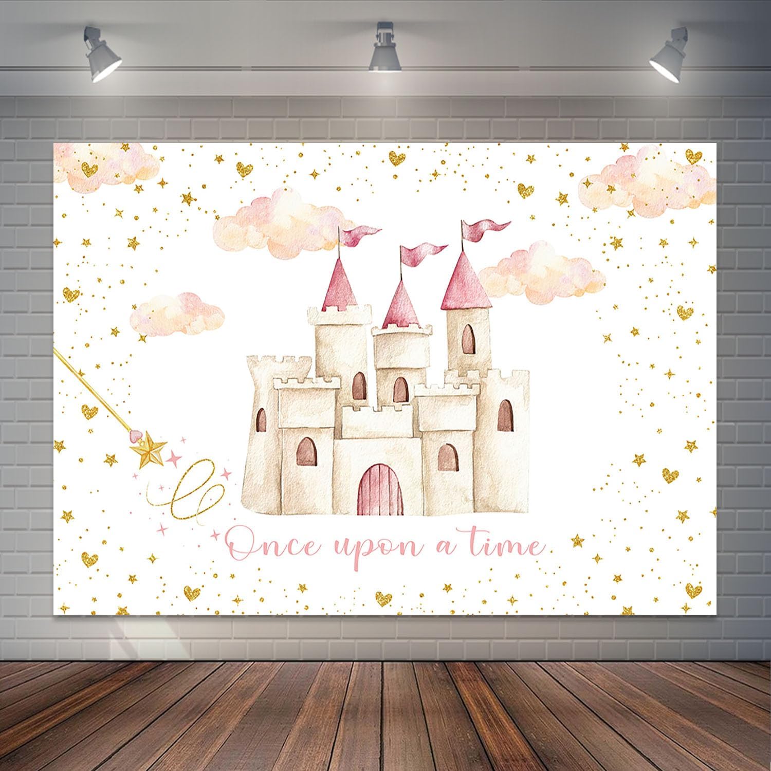 Fantasy Cloud Glitter Castle Girl Birthday Backdrop