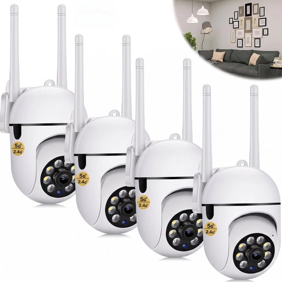Prnoia 4-Pack Wireless 5G WiFi Security Camera System Smart Outdoor Night Vision 1080P