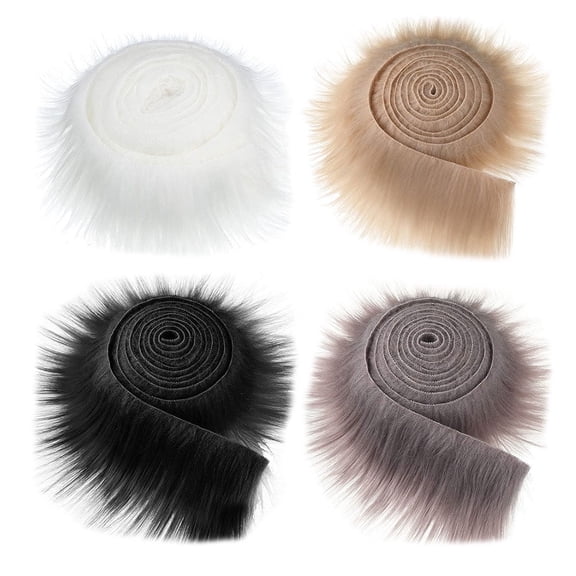 Prnoia 4pcs Faux Fur Ribbons Fabric Shaggy Fur Fabrics Diy Crafts Fluffy Strips