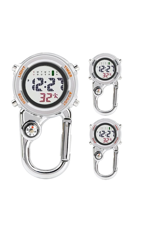 PrĂ³noia Date Clip on Digital Carabiner Watch Backpack Fob Belt Waterproof and Shockproof Pocket Clip-on Quartz Watch Glow in The Dark with Compass Alarm Clock Date Week for Outdoor Sports