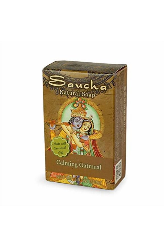 Saucha Soap Bar - Natural Coconut Oil Soap - Nourishing and Beautifying Body Soap Bar - Bar Soap for Women and Men - Made with Essential Oils - (Calming Oatmeal)