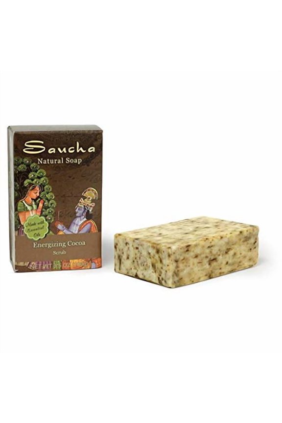 Saucha Soap Bar - Natural Coconut Oil Soap - Nourishing and Beautifying Body Soap Bar - Bar Soap for Women and Men - Made with Essential Oils - (Cocoa Scrub)