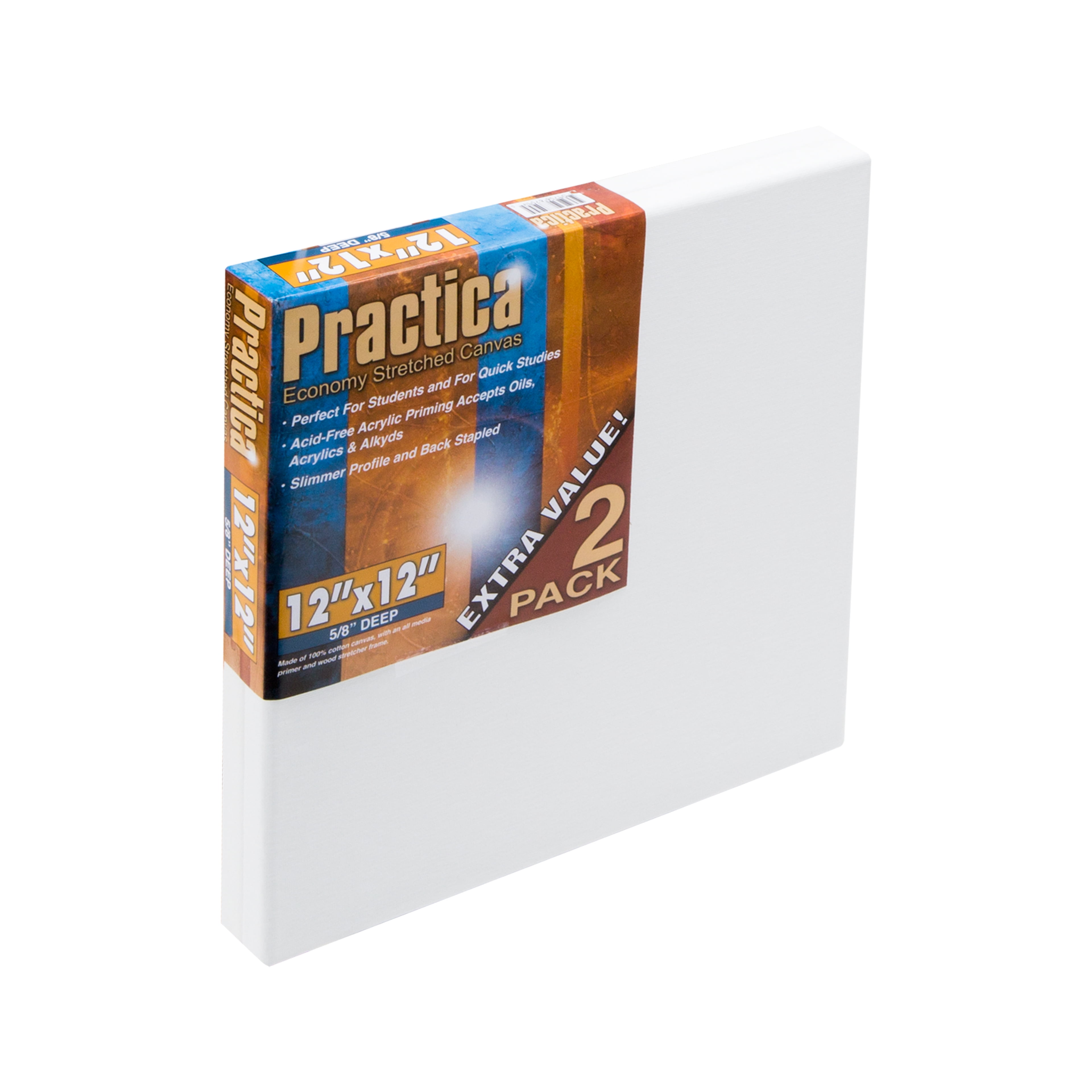 Square Stretched Canvas Multi-Pack - 4x4, 6x6, 8x8, 10x10, 12x12 - 12oz  Primed Gesso, Square Canvas Set - Foods Co.
