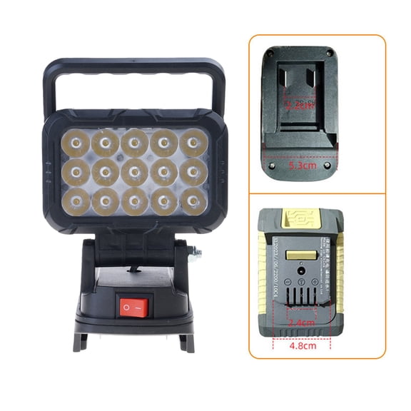 Practical 15 LED Rechargeable Handheld Light Adjustable Angles Work Lamp For 18V Power Tool Packs