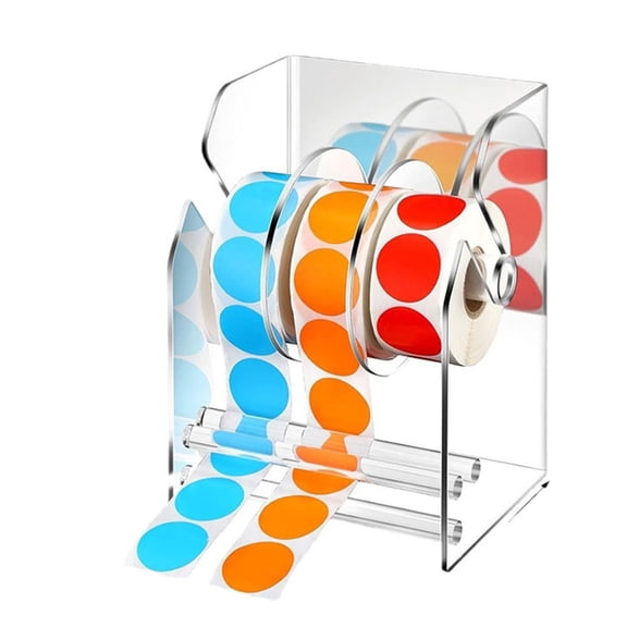 Practical Adjustable Acrylic Sticker Roll Dispenser With Clear Label Holders Convenient for Efficient Organization