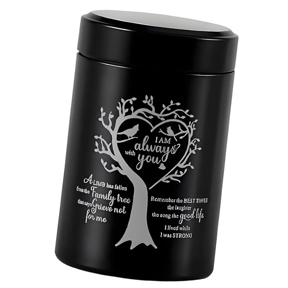 Practical Aluminum Memorial Urn With Detailed Trees Of Life Engraving And Removable Lid Pet Cremation Keepsakes