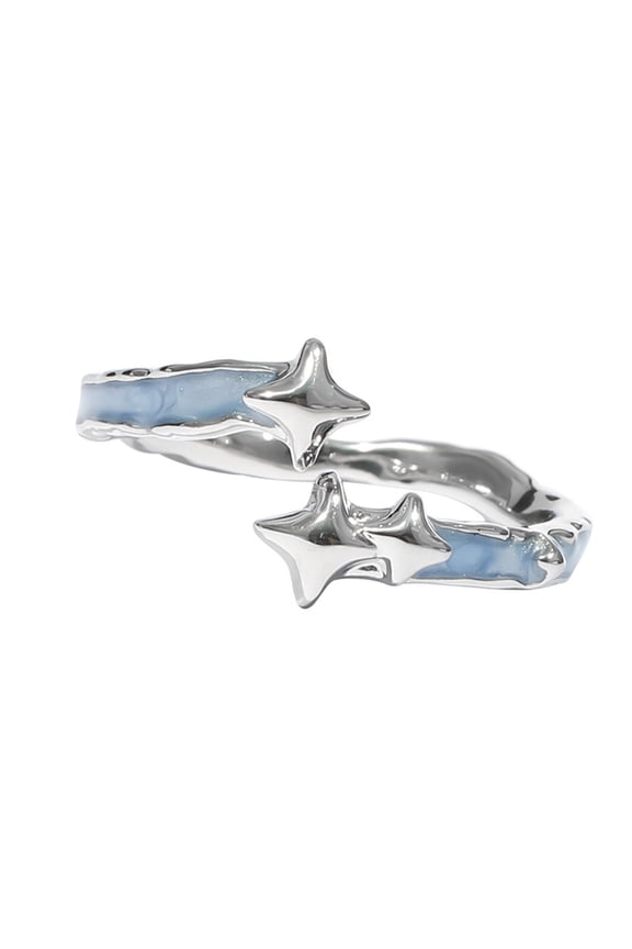 Practical Artistics Blue Enameled Sturdy Alloy Rings Featuring Planets Designs for Fashion Enthusiasts Stylish Outfits