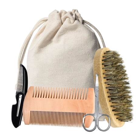 Practical Beard Maintenance Set For Men Precise Scissor Foldable Comb Brush