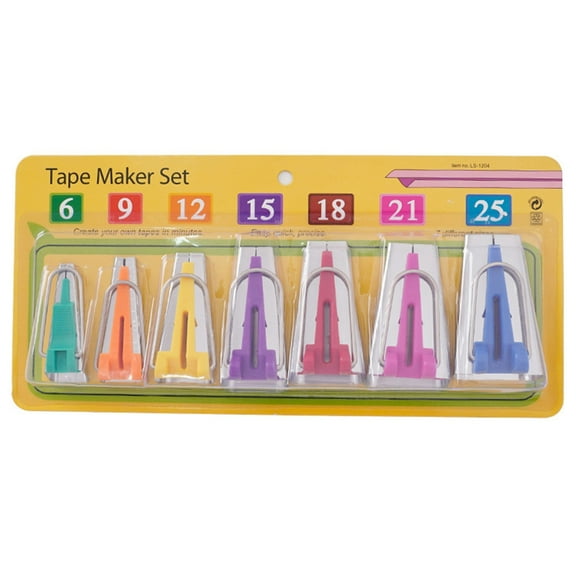 Bias Tape Makers Kits Fabric Bias Tape Maker Tool 6/9/12/15/18/21/25mm Bias Binding Maker Tape Maker Tool Set for Sewing