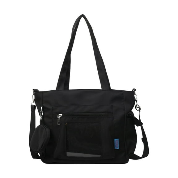 Practical Canvas Handbag with Clear PVC Window Shoulder Bags for Displaying Pins Great for Students and Travelers