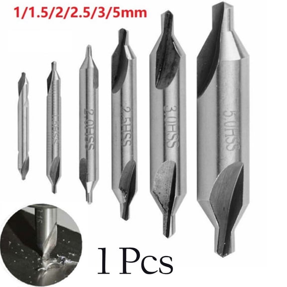 Practical Center Drill Double End 5/3/2.5/2/1.5/1Mm 60 Degree Angle Lathe Combined Tool Producing Center Holds 5Mm Fangkenuo