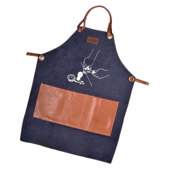 Practical Coffee Apron with Waterproof PU Layer Storage Pocket for Coffee Maker